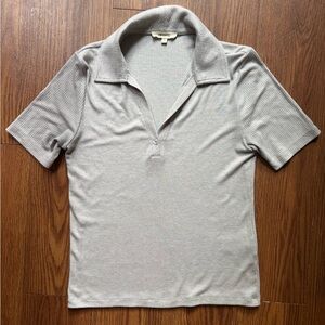 Madewell Light Gray Ribbed Polo Medium